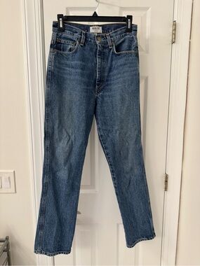 Agolde Women’s High-Rise Straight Jeans in Medium Blue